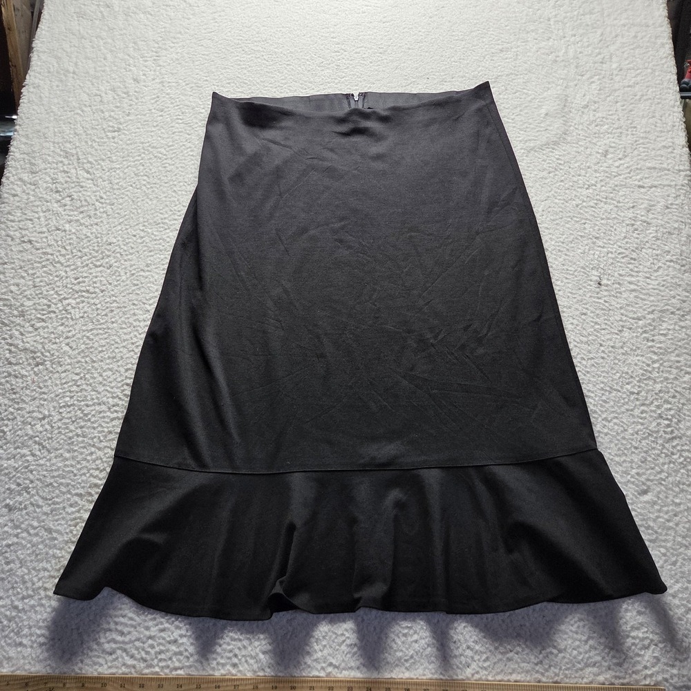 Ruby Rd. Skirt Womens Plus 18W Black Solid Trumpet Long Knit Stretch Ruffle Zip